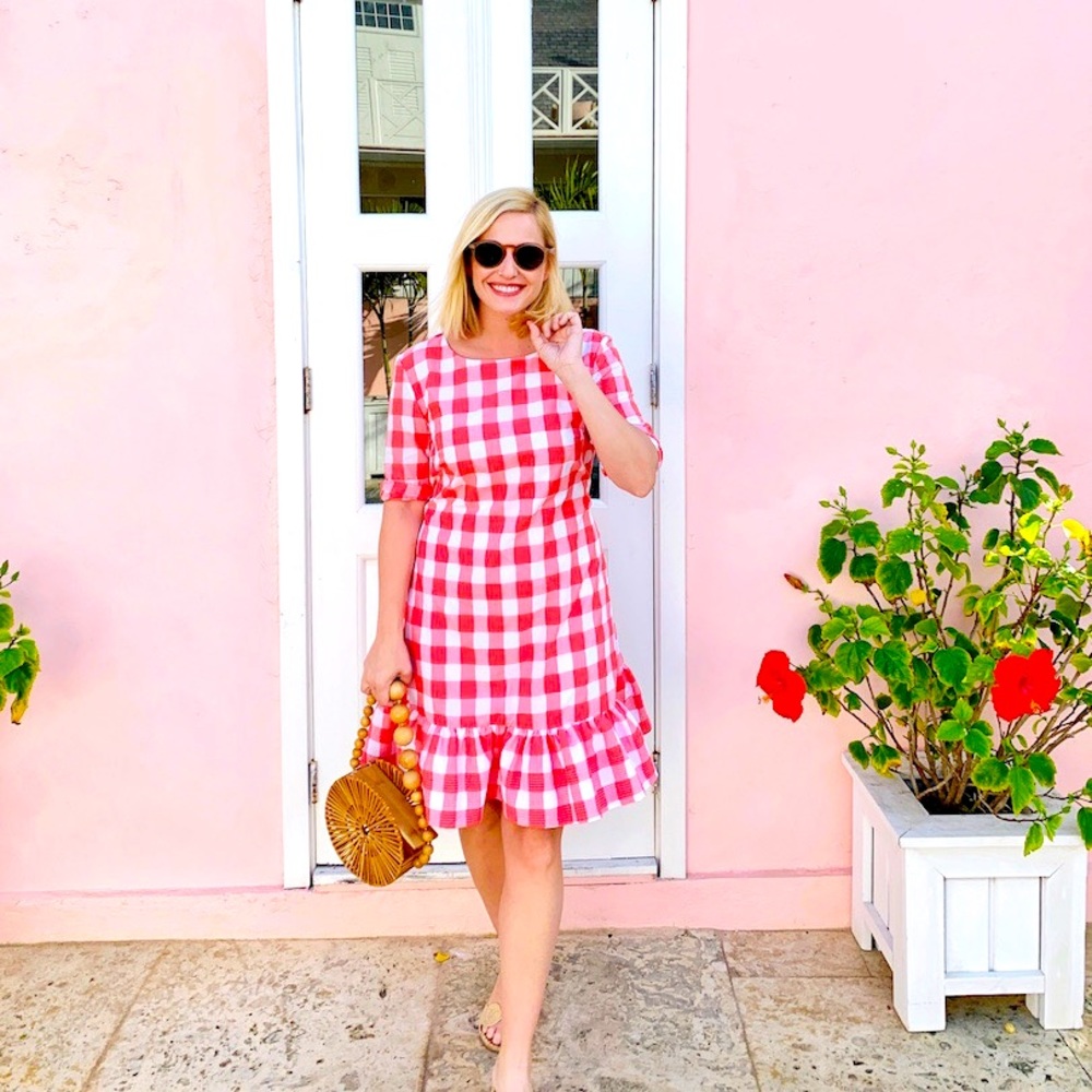 PERSIFOR GINGHAM POPPY DRESS Size M New